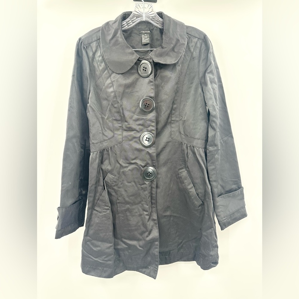 Maurices Women's Black Button‑Up Coat with Rounded Collar‎ Size Medium Y2K 90's